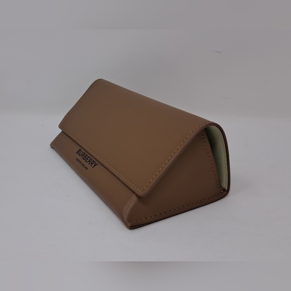 NWOT Burberry Sunglasses Case XL Brown Leather Authentic 7" x 2.5" x 3.5" - Picture 3 of 14